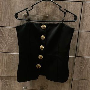 Zara strapless top with gold buttons